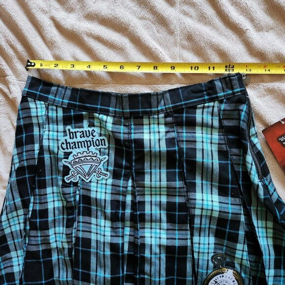 Disney Blue Plaid Pleated Mini Skirt Sz L Girls Preppy Descendants Movie NWT - Picture 7 of 8